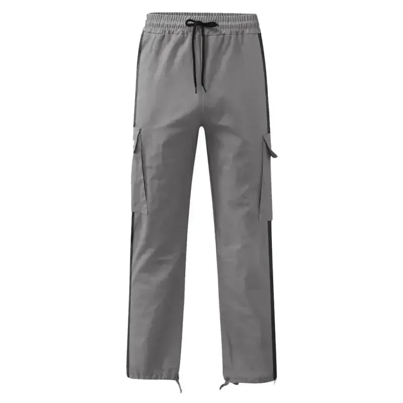 Men’s new fashionable casual drawstring pockets color-blocked overalls