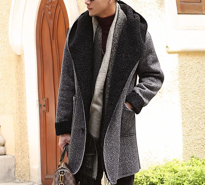 Men's Stylish Autumn Long Coat Of Artificial Wool