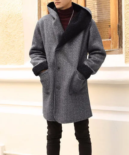 Men's Stylish Autumn Long Coat Of Artificial Wool