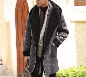 Men's Stylish Autumn Long Coat Of Artificial Wool