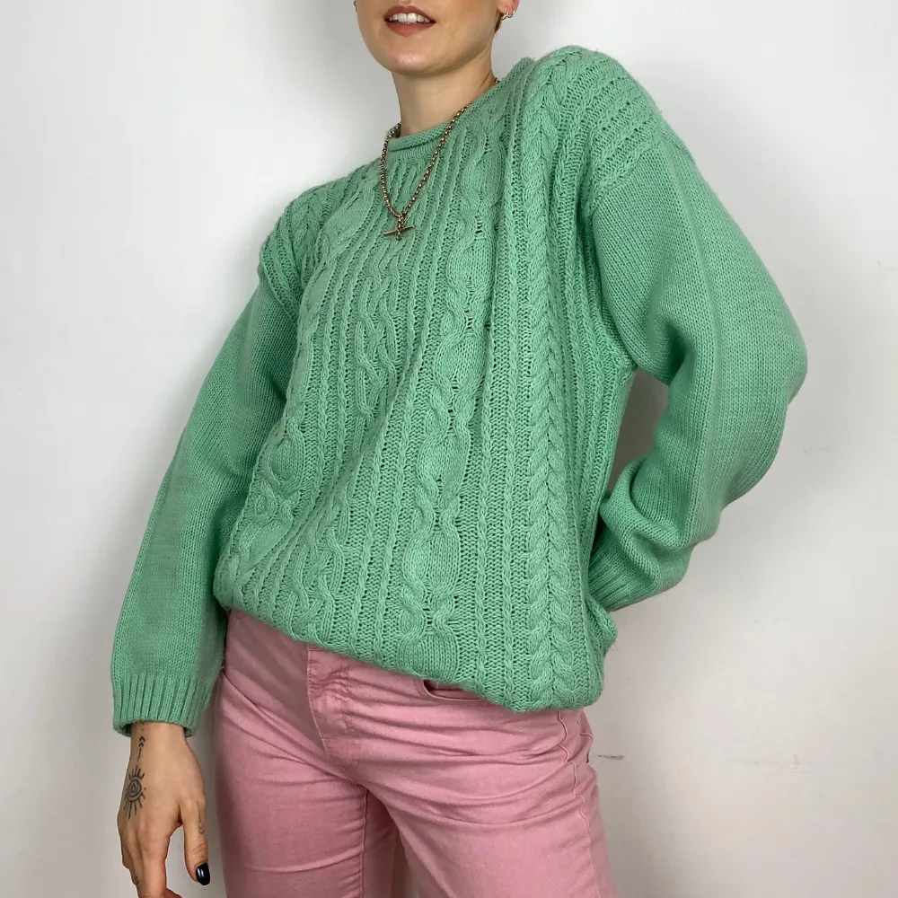 Mint Cable Knit Jumper - MEDIUM