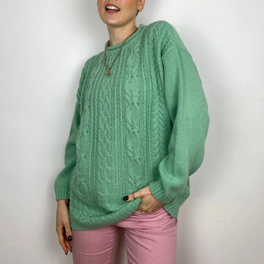 Mint Cable Knit Jumper - MEDIUM
