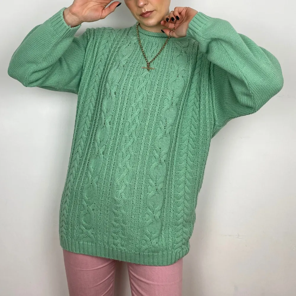 Mint Cable Knit Jumper - MEDIUM