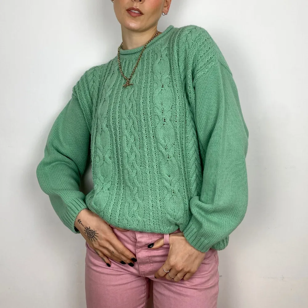 Mint Cable Knit Jumper - MEDIUM