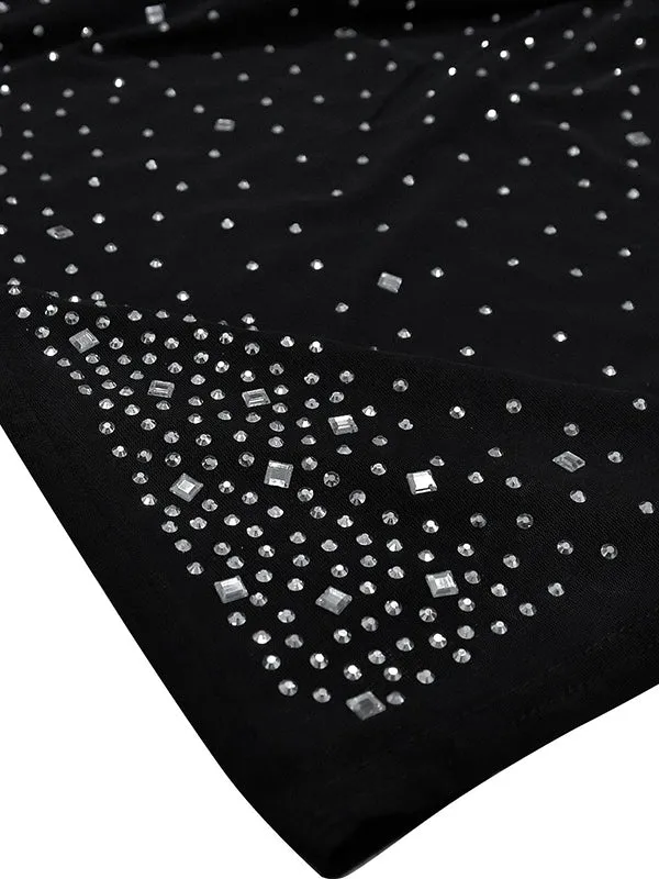 Momnfancy Black Mesh Rhinestone Bodycon Sleeveless Fashion Gowns Photoshoot Baby Shower Maternity Maxi Dress