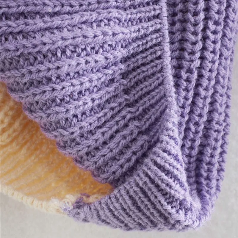 PATCHWORK CROPPED KNITTED SWEATER