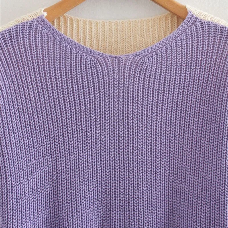 PATCHWORK CROPPED KNITTED SWEATER