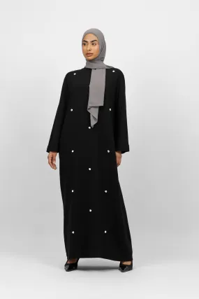 Pearl Relaxed Fit Abaya - Black