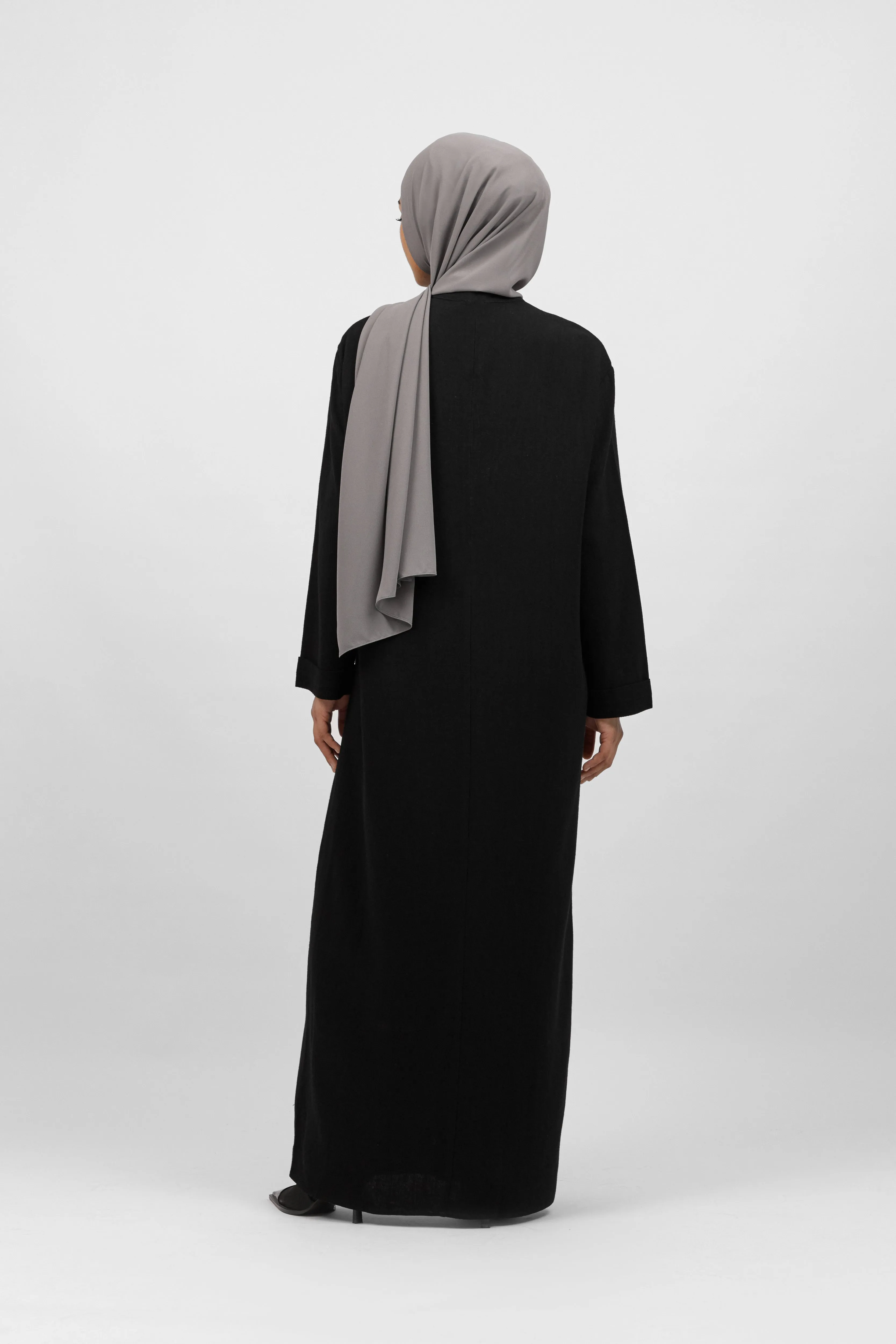 Pearl Relaxed Fit Abaya - Black