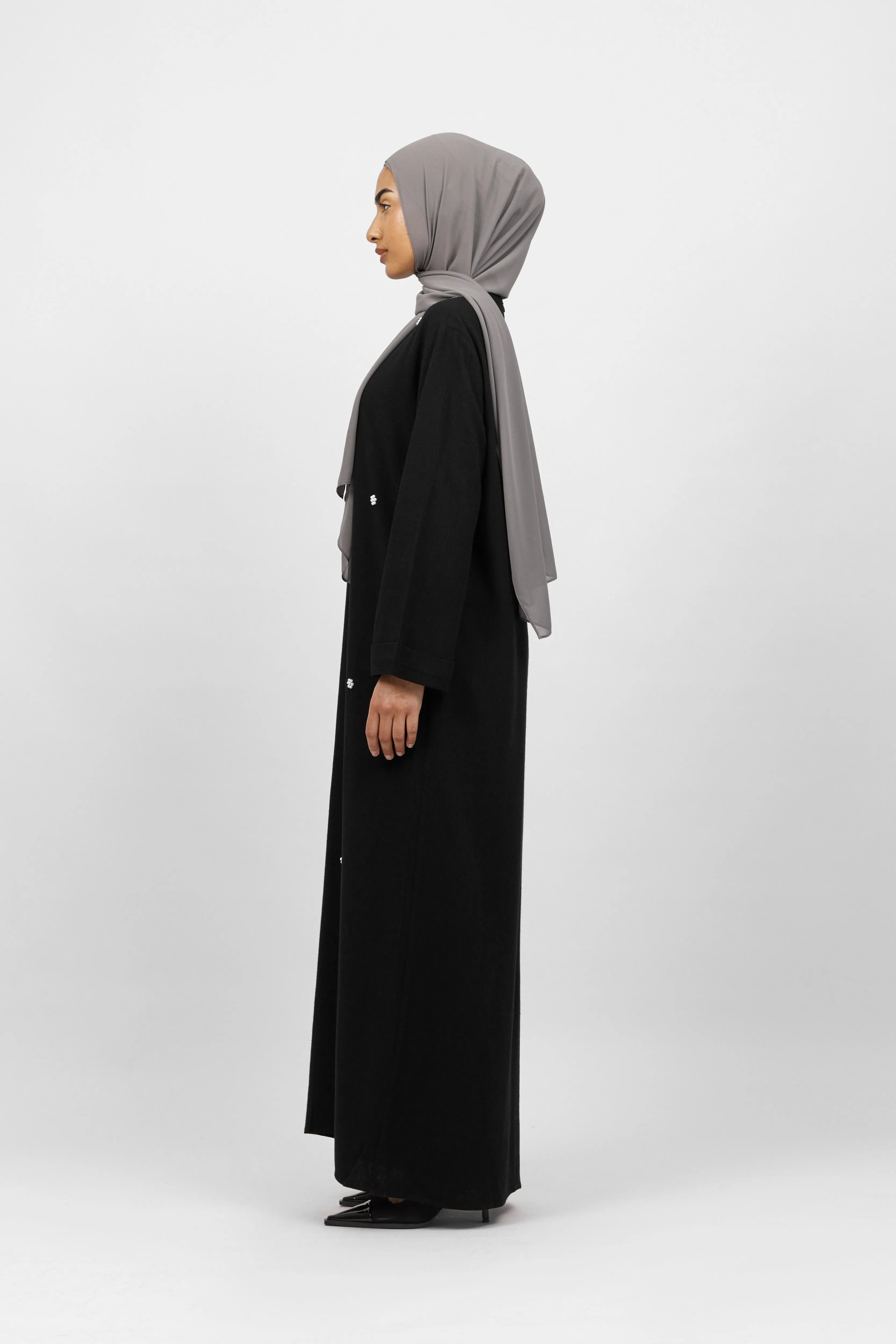 Pearl Relaxed Fit Abaya - Black