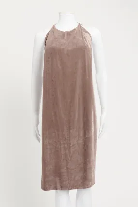 Purple Velvet Chain Strap Preowned Midi Dress
