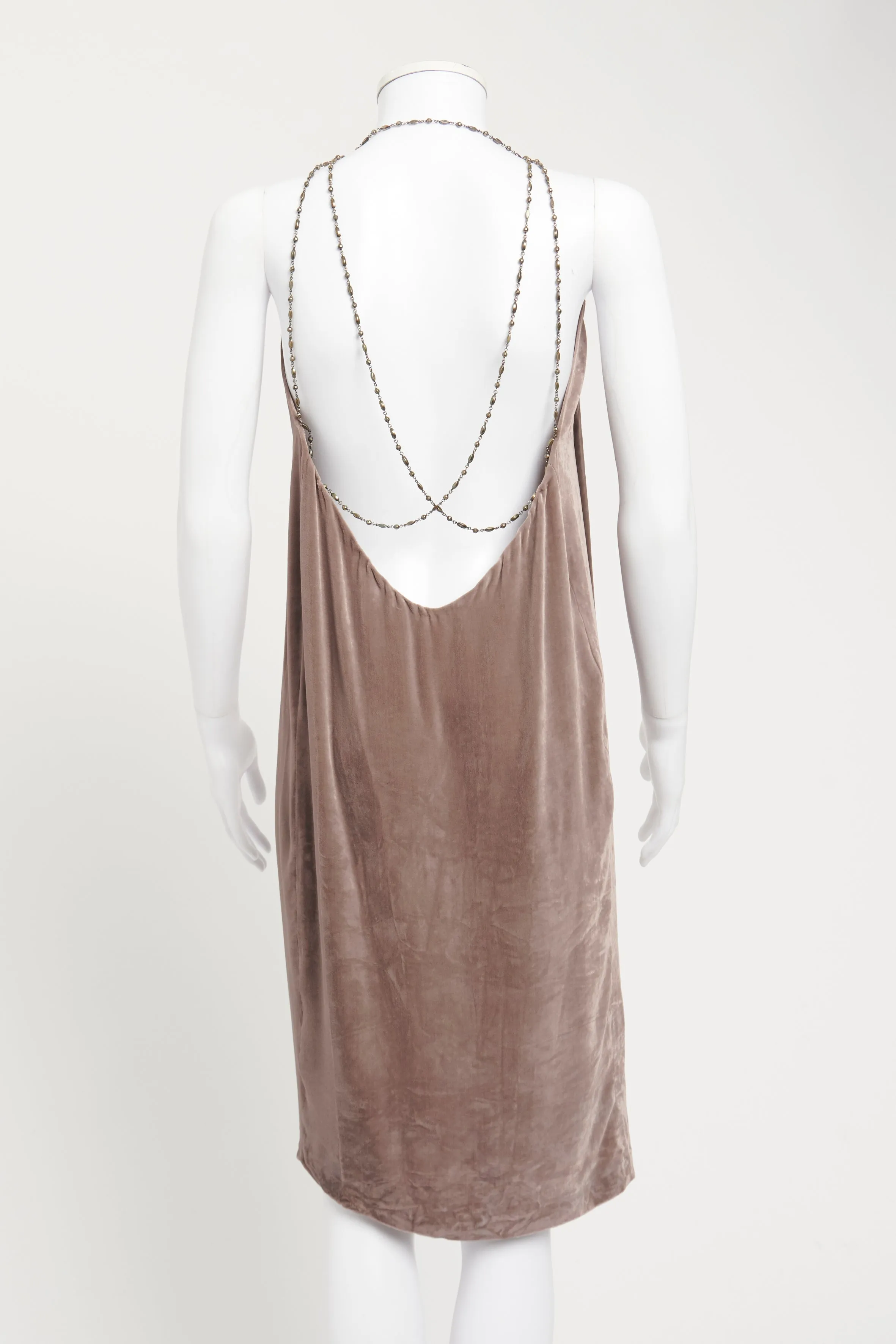 Purple Velvet Chain Strap Preowned Midi Dress
