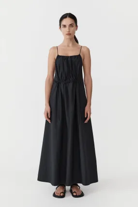Relaxed Drawstring Dress - Black