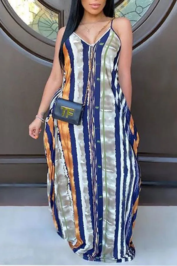 Relaxed Fashion Print Loose Maxi Dress