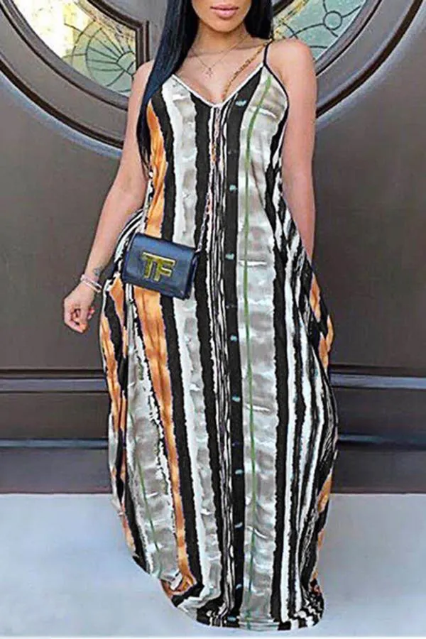 Relaxed Fashion Print Loose Maxi Dress