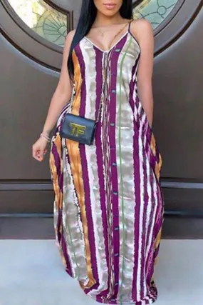 Relaxed Fashion Print Loose Maxi Dress