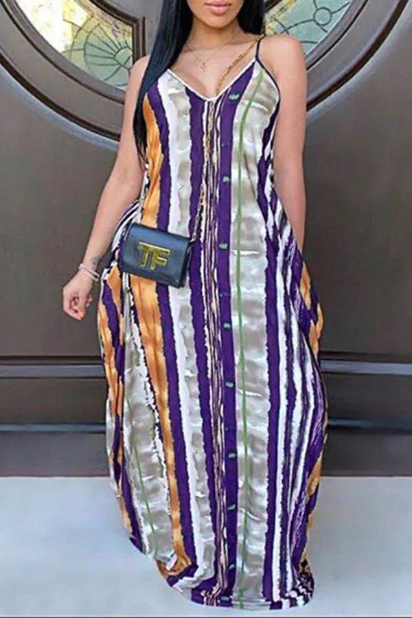 Relaxed Fashion Print Loose Maxi Dress