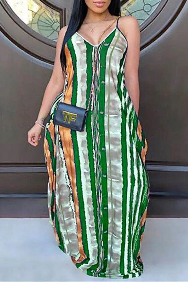 Relaxed Fashion Print Loose Maxi Dress