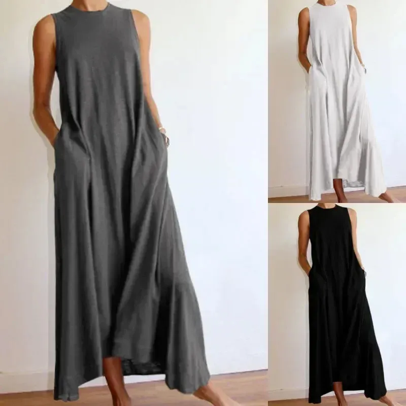 Relaxed Flowing Dress in Neutral Shades