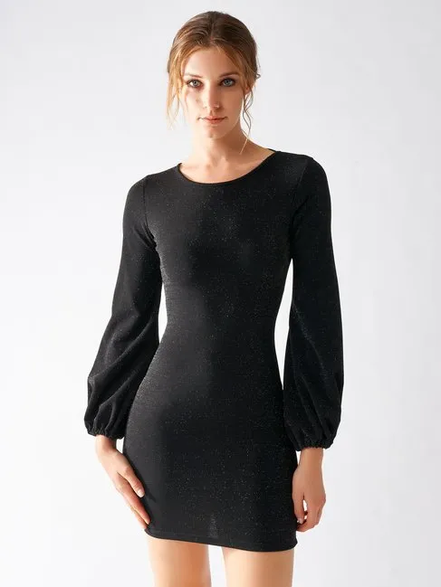 Rinascimento Dress - Low Back In Black Shimmer
