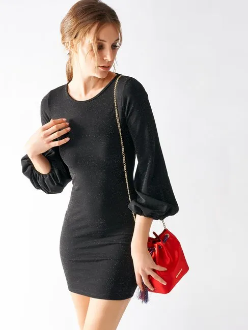 Rinascimento Dress - Low Back In Black Shimmer