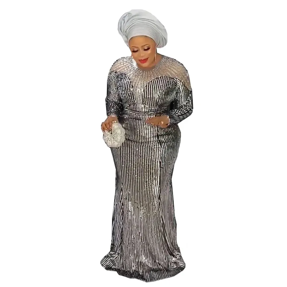 Sequin Mermaid Bodycon Sexy Gowns Sequin Kaftan Dress Ladies Clothing