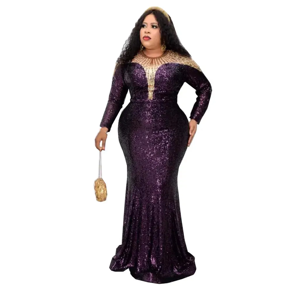Sequin Mermaid Bodycon Sexy Gowns Sequin Kaftan Dress Ladies Clothing