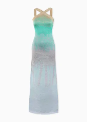 Seraphina – Metallic Knit Halter Gown with Ombré Design
