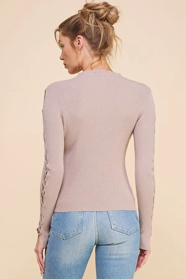 Soft Fitted Lace Up Long Sleeve