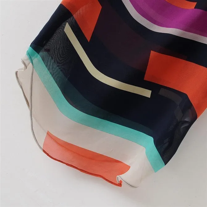 ST08 fashion Women Striped chiffon blouse Multi-colour print  shirts Loose Short Sleeve casual blusas femininas plus tops S-XXL