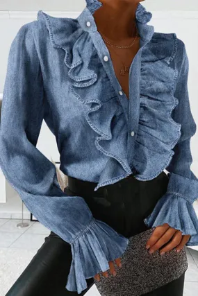 Sweet & Stylish Elegant & Stylish Classic Solid Patchwork Mandarin Collar Blouses