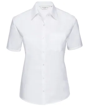White - Women's short sleeve pure cotton easycare poplin shirt