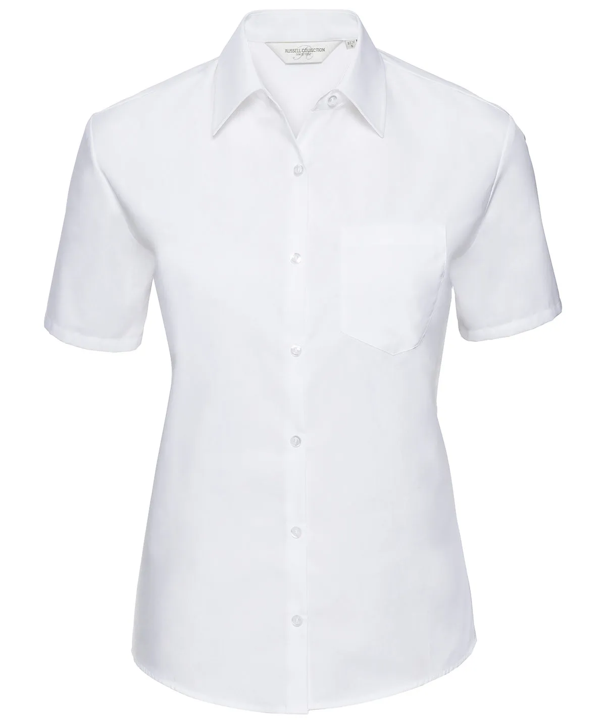 White - Women's short sleeve pure cotton easycare poplin shirt
