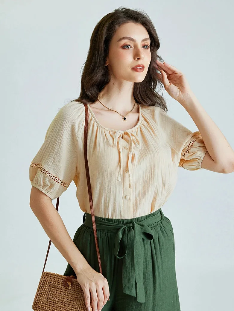Women Renaissance Cotton Tops Straight Tops