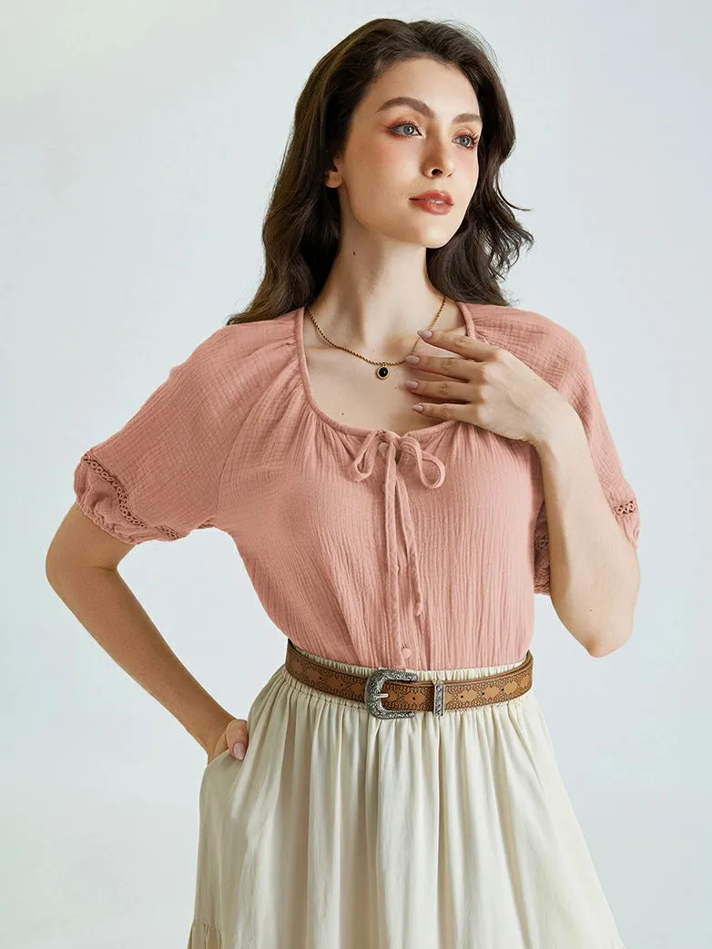 Women Renaissance Cotton Tops Straight Tops
