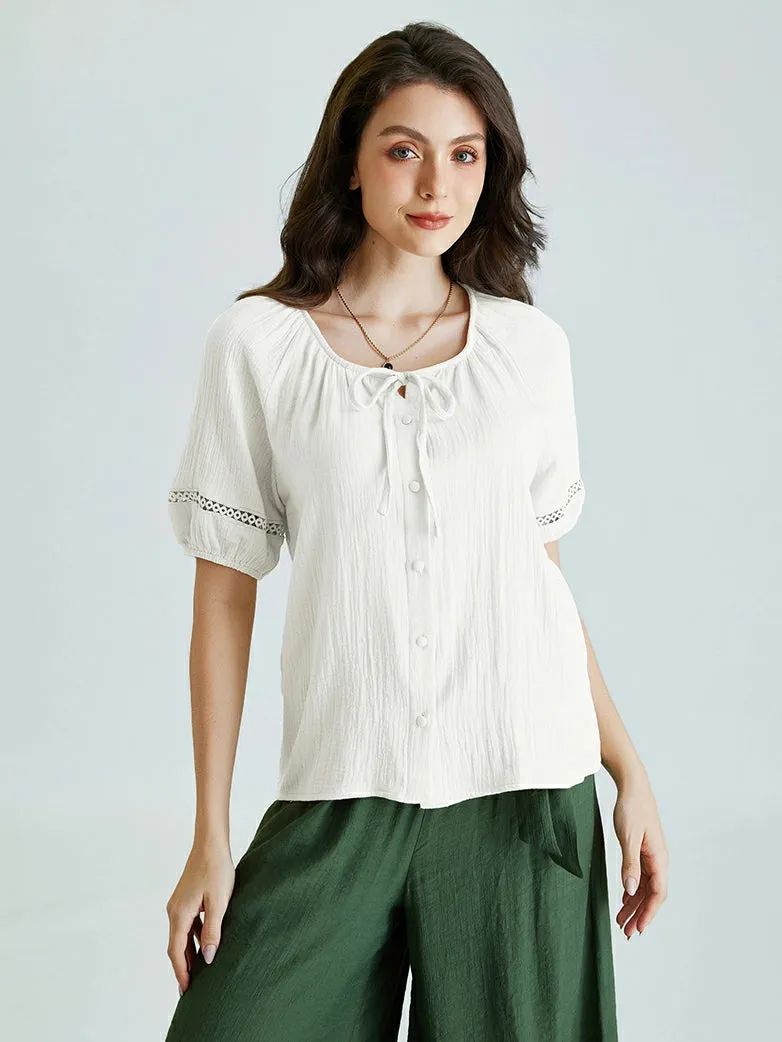 Women Renaissance Cotton Tops Straight Tops