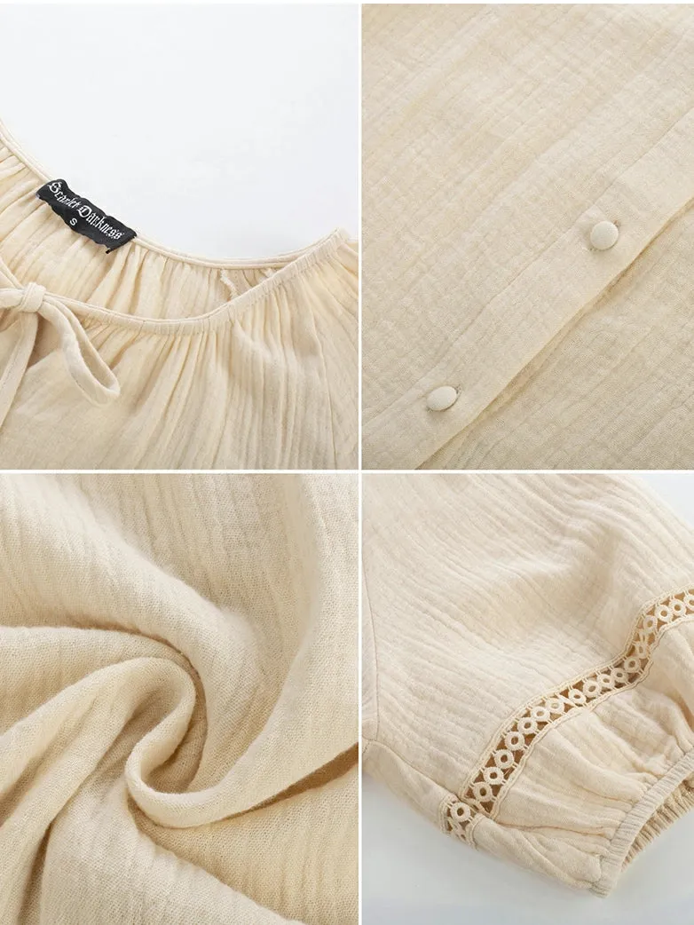 Women Renaissance Cotton Tops Straight Tops