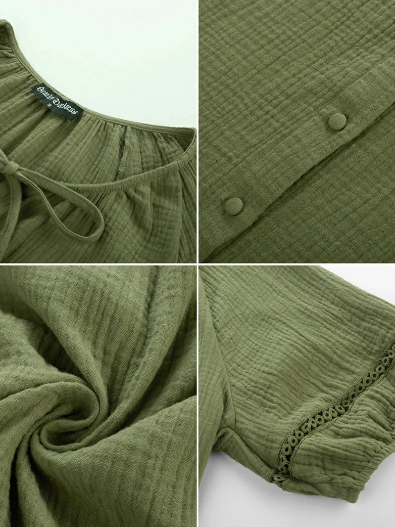 Women Renaissance Cotton Tops Straight Tops