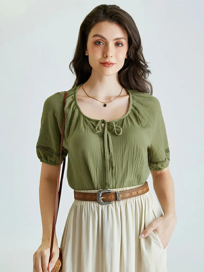 Women Renaissance Cotton Tops Straight Tops