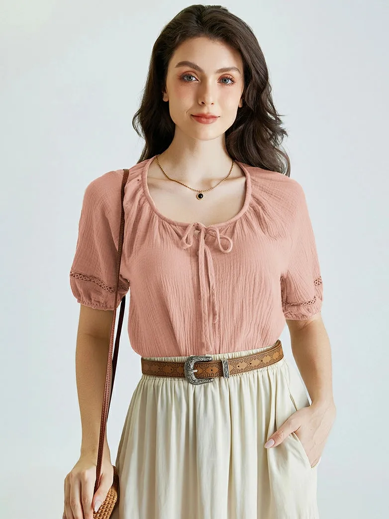 Women Renaissance Cotton Tops Straight Tops